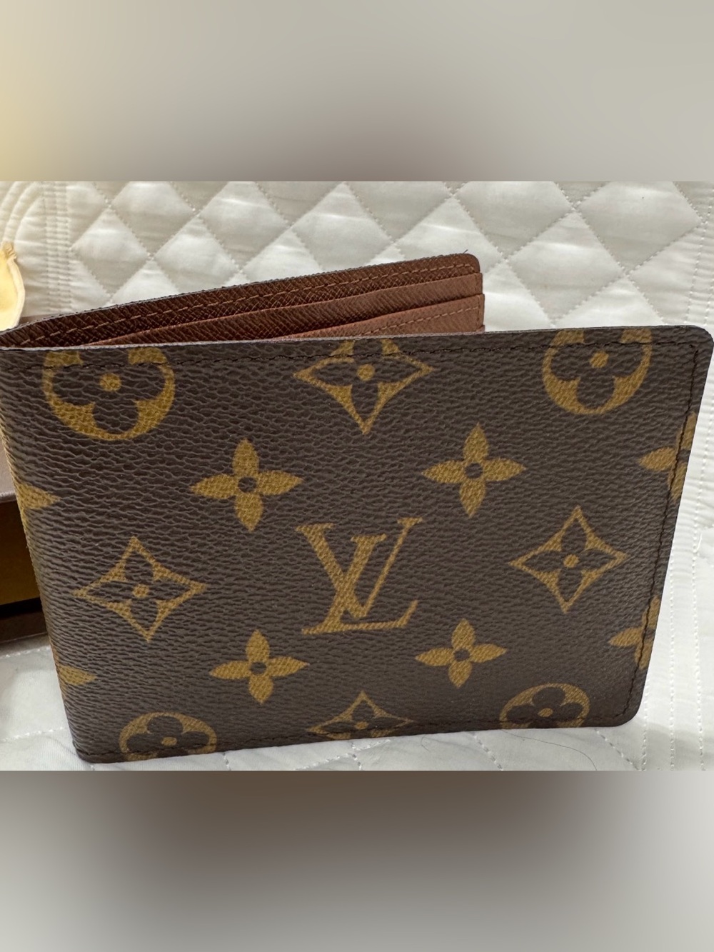 Louis Vuitton Brown & Cream Men's Accessory Case with Pull Tab